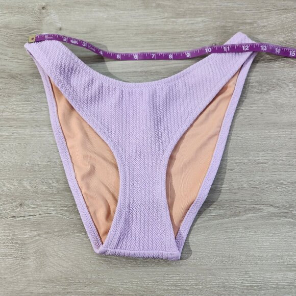 J. Crew Lilac Textured Curved Waist Cheeky Bikini Bottom New With Tags Womens S - Picture 3 of 16